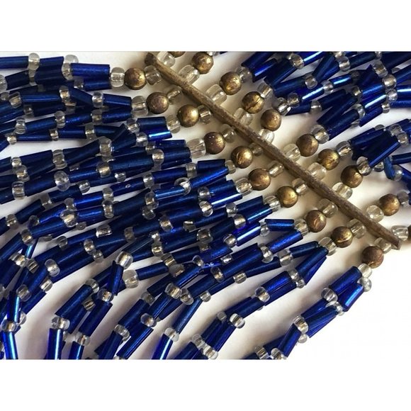 Vintage Torsade Necklace Blue Beaded 27 Inches - Picture 3 of 4